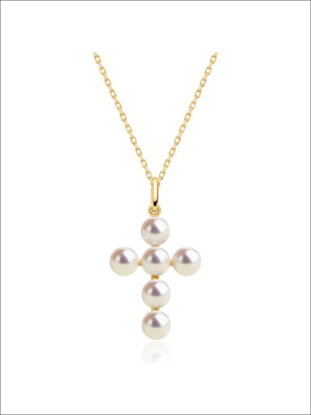 Freshwater Pearl Cross Necklace 14K Gold Plated Women's Pendant